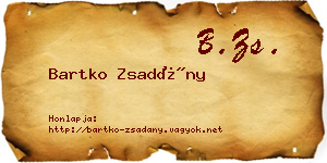 Bartko Zsadány névjegykártya