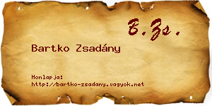 Bartko Zsadány névjegykártya